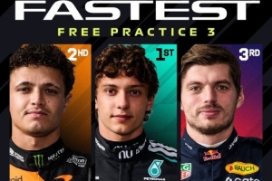 F1比利时站三练：安东内利最快，诺里斯第二、维斯塔潘第三